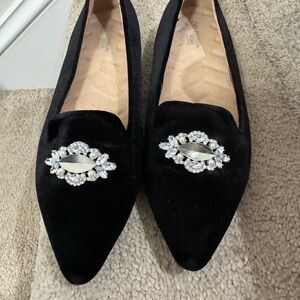 Elegant Black Loafers with Crystal Embellishment